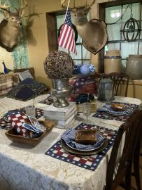 Use your red, white, and blue to set up a Christmas in July tablescape.