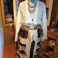 20227 Josephine Camo Flannel Bustle Skirt